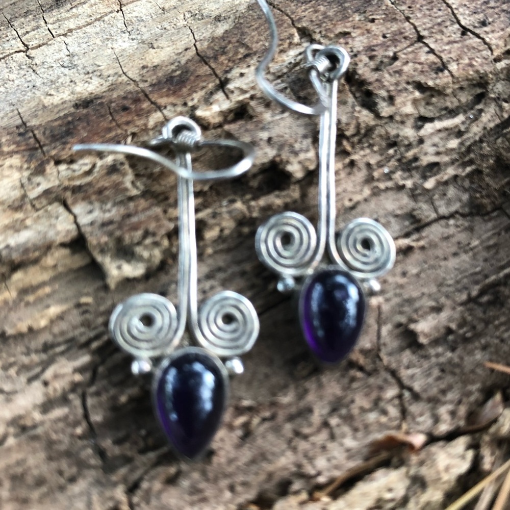 Sterling amethyst southwestern earrings